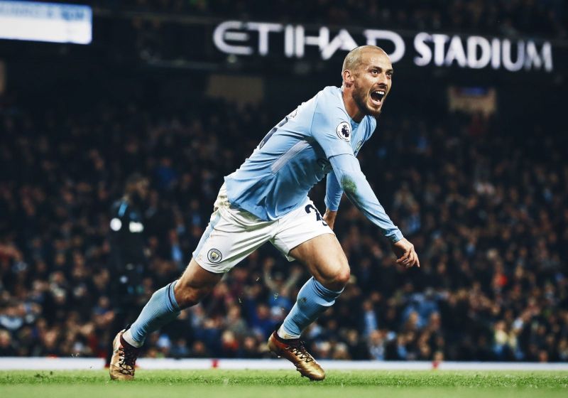 David Silva celebrates a goal