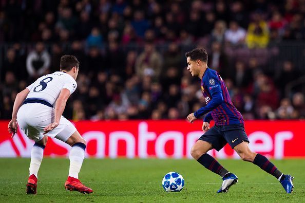 Philippe Coutinho in action against Tottenham 