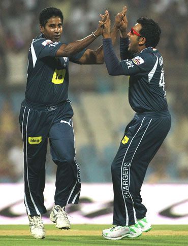 Vaas with Rohit Sharma playing for Deccan Chargers