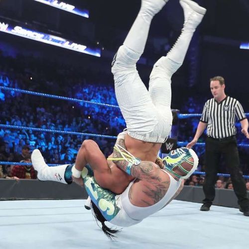 Rey Mysterio performed a Canadian Destroyer on Andrade 'Cien' Almas on SmackDown