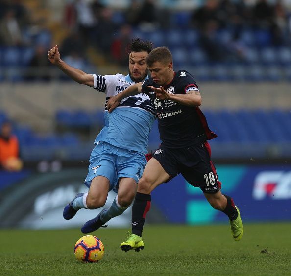 Nicolo Barella in action for Cagliari