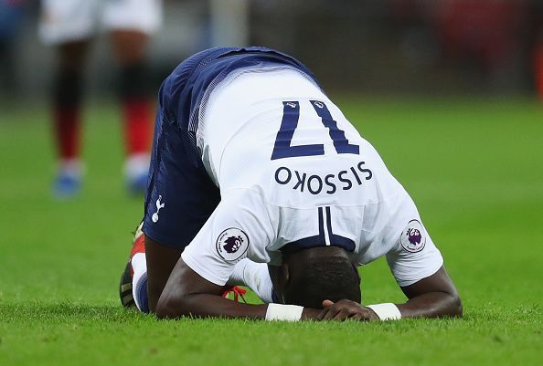Tottenham Hotspur v Manchester United - Sissoko with an apparent Hamstring Injury
