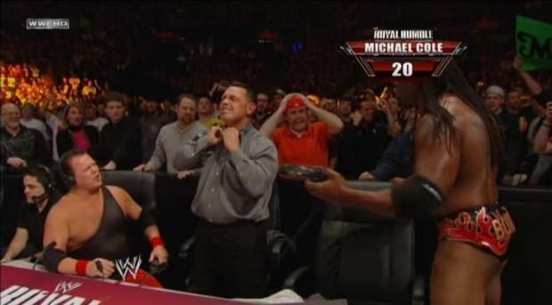 Michael Cole entered the 2012 Royal Rumble as the surprise 20th entrant