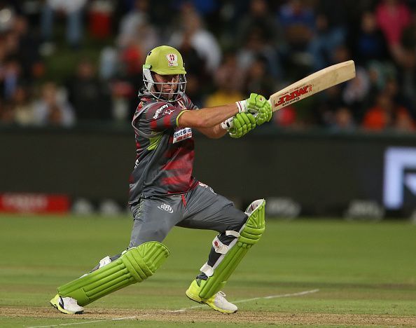 De Villiers representing his team Tshwane Spartans in a 2018 Mzansi Super League game against the Cape Town Blitz