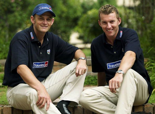 Adam Gilchrist and Brett Lee