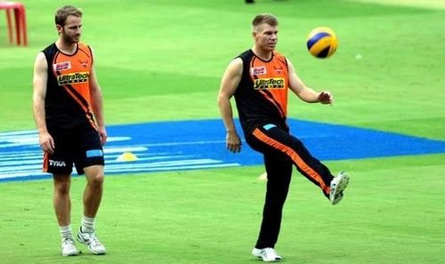 Kane Williamson and David Warner training together for Sunrisers