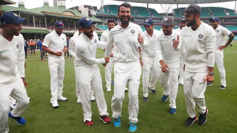 The Indian team after winning the Test series