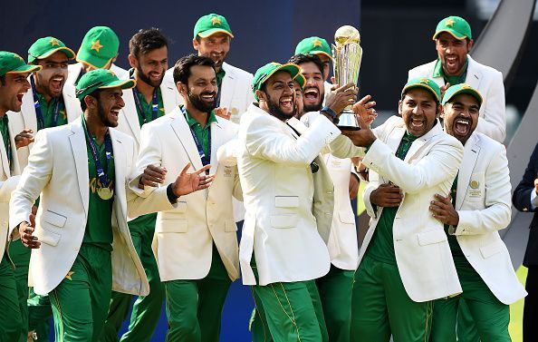 Pakistan team after winning the ICC Champions Trophy