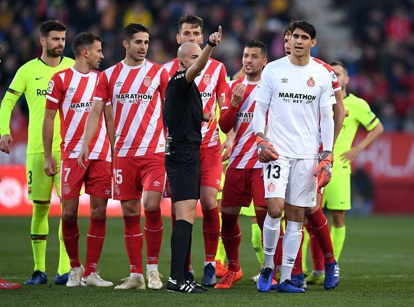 Girona were reduced to ten men early in the second half