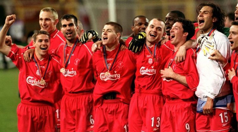 Liverpool won the treble in 2000-01season