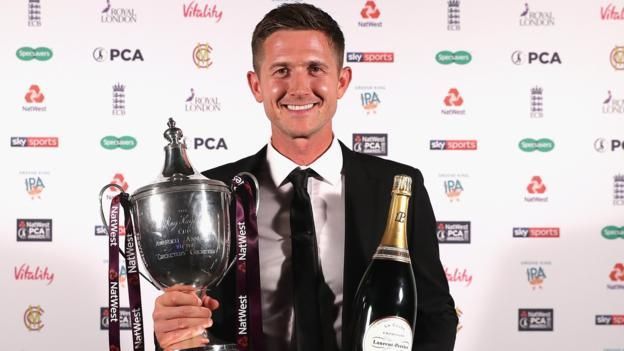 Denly with the award for the PCA Players' Player of the Year 