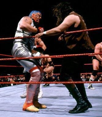 The Artist Formerly Known as Goldust battling against Mankind at the 1998 Royal Rumble