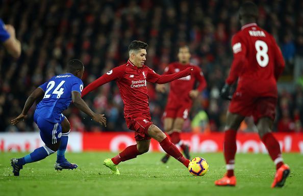 Firmino in action for Liverpool in the EPL