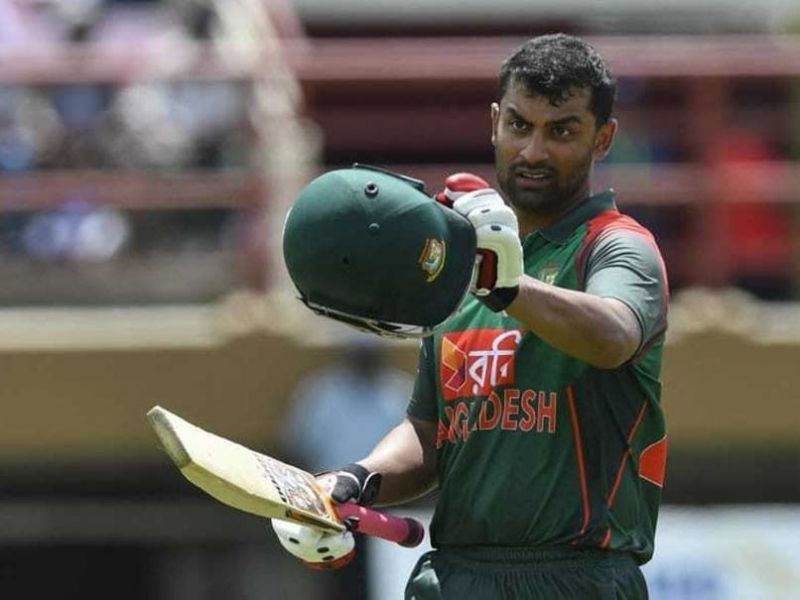 Tamim scoring century against Windies at Providence Stadium.