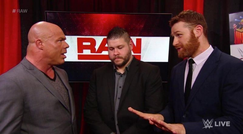 Kurt Angle, Kevin Owens, and Sami Zayn