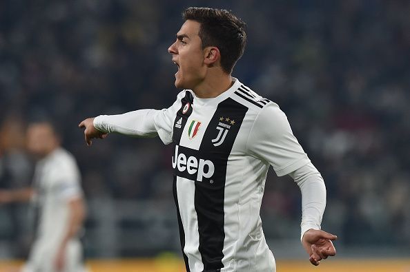 Dybala of Juventus gives instructions during a game against AS Roma