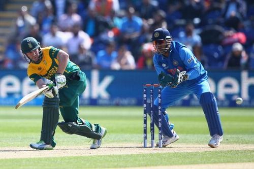 De Villiers batting against India in an ICC Champions Trophy game