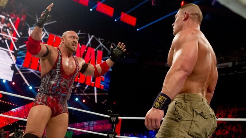 Ryback facing off against John Cena at the 2013 Royal Rumble