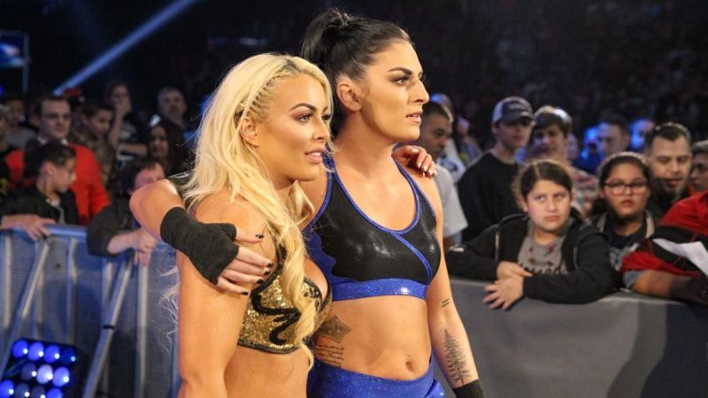 Mandy Rose with her tag partner Sonya DeVille