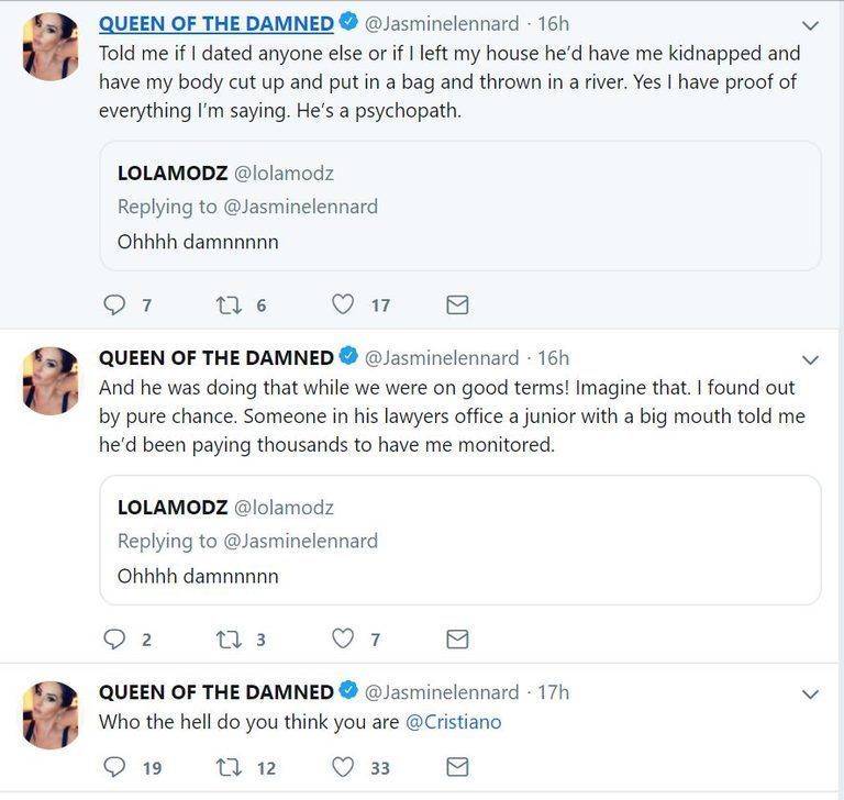 Screenshots of the tweets