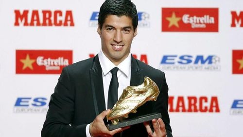 Luis Suarez after winning the 2015-16 European Golden Boot