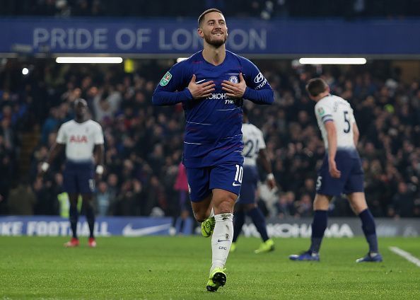 Eden Hazard celebrates after his goal