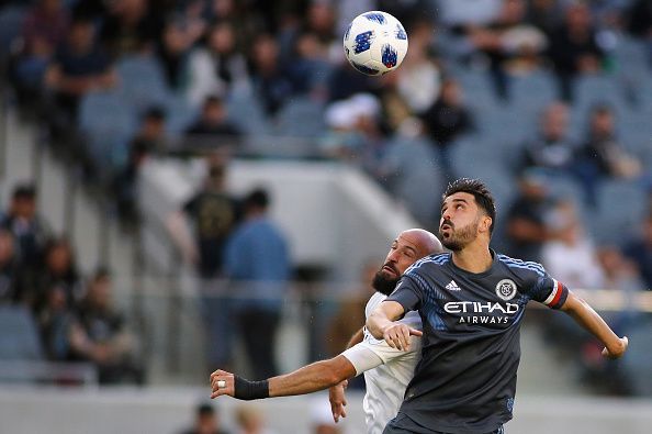 David Villa (right) during the New York City FC - Los Angeles FC game