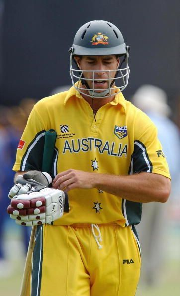 :  Australian batsman Michael Bevan walks off after having been dismissed for nought off the bowling of Sanath Jayasuriya