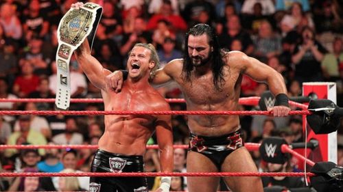 Dolph Ziggler (left) with Drew McIntyre (right)