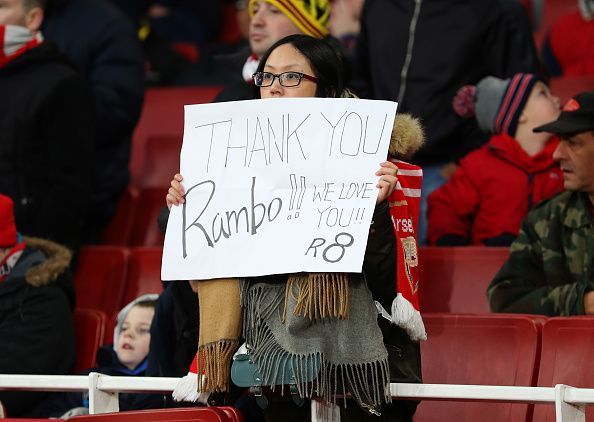 Arsenal fans expressing their gratitude to the Welshman for his services to the club.