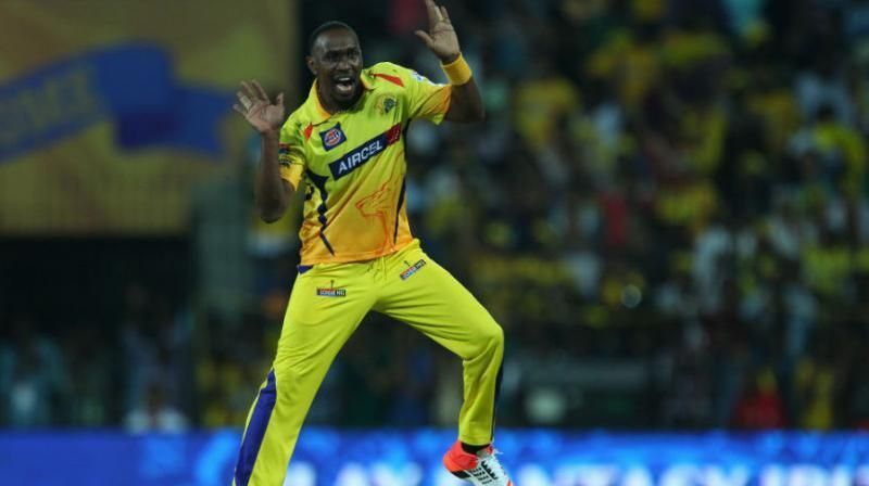 Dwayne Bravo dances after taking a wicket