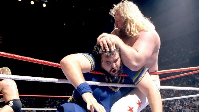 Akeem tangles with Big John Studd in the 1989 Royal Rumble