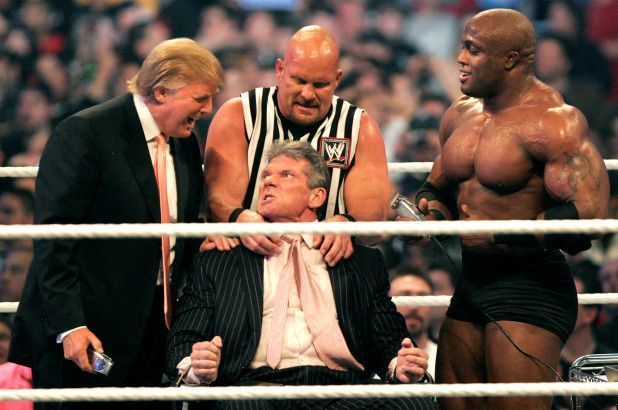 Donald Trump, Stone Cold, Vince McMahon, and Bobby Lashley