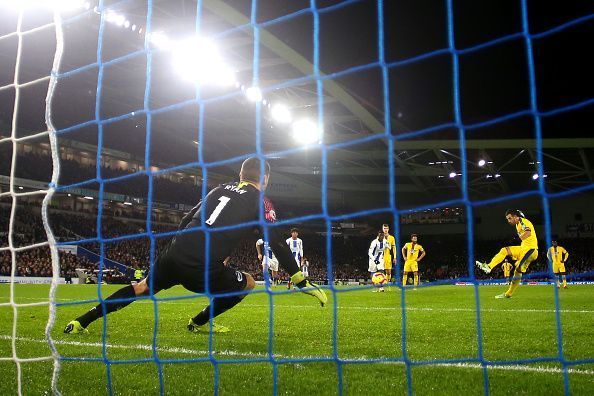 Ryan trying to save a penalty for Brighton &amp; Hove Albion