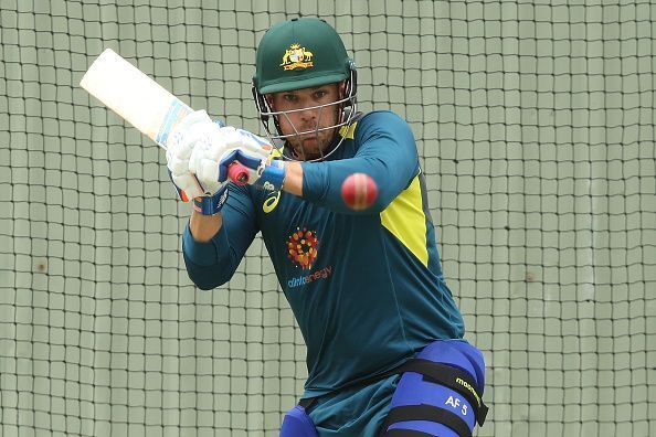 Australia&#039;s Aaron Finch during a training session