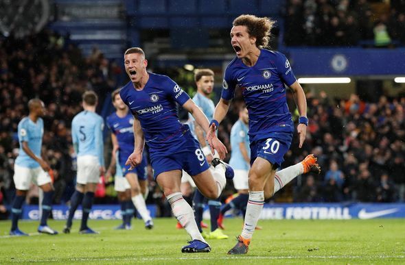 David Luiz celebrates after a second against Manchester City