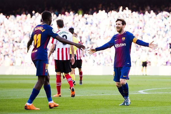 Barcelona superstars - Lionel Messi and Ousmane Dembele