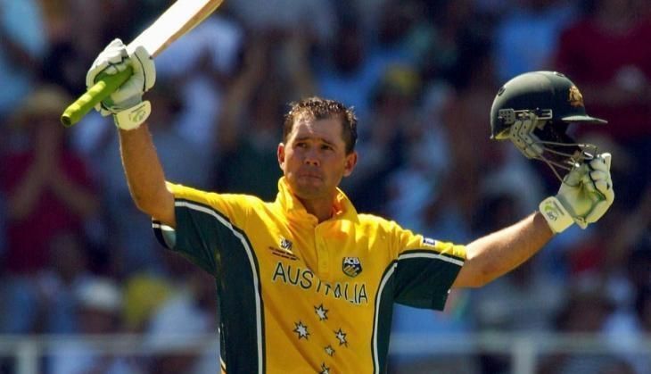 Ricky Ponting celebrates after reaching his century in the finals