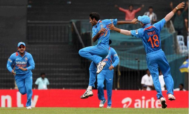 Bhuvneshwar is elated after picking up his first ODI wicket