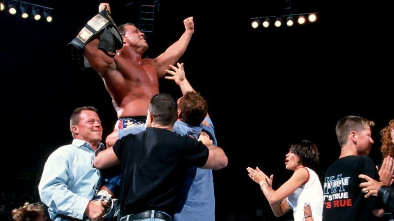 Angle wins the WWF Championship and gives some hope to the United States.
