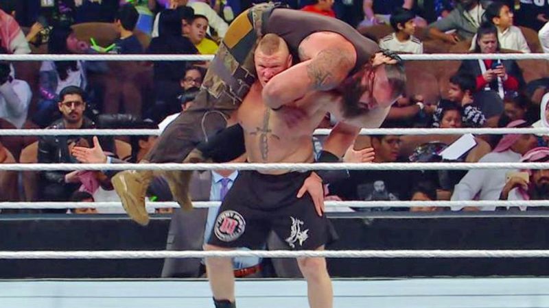 Brock Lesnar defeated Braun Strowman.