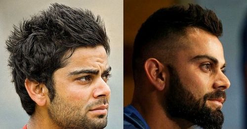 Virat Kohli in 2009 and in 2019