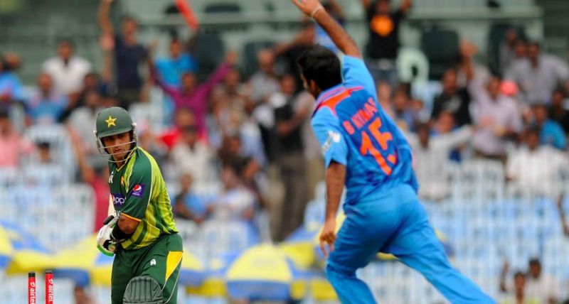 Bhuvneshwar Kumar castled Mohammad Hafeez off the very first ball of his ODI career