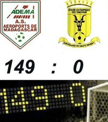 Final scoreline reading AS Adema 149-0 SO l&#039;Emyrne