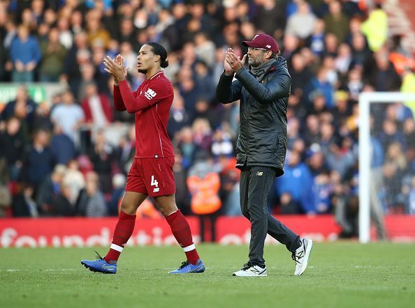 Virgil van Dijk with current boss Jurgen Klopp