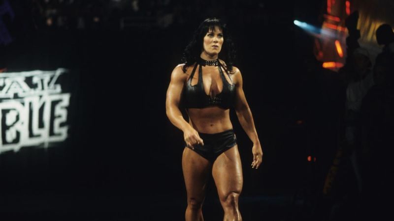 Chyna entering the 30-man royal rumble match (Royal Rumble 1999)