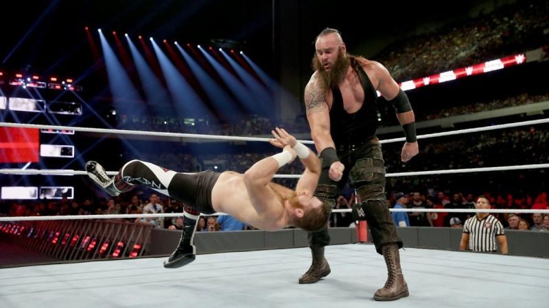 Braun Strowman takes down Sami Zayn in the 2016 Royal Rumble with a stiff clothesline