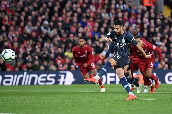 Riyad Mahrez missed a penalty against Liverpool in their first league clash earlier in the season