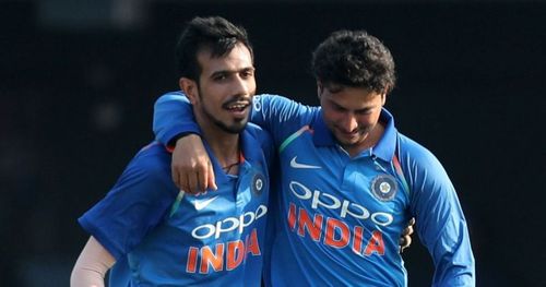 Kuldeep and Chahal - performing and Celebrating together