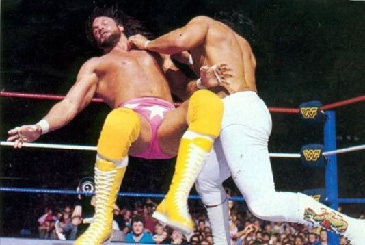 Ricky Steamboat takes down Macho Man Randy Savage at Wrestlemania III